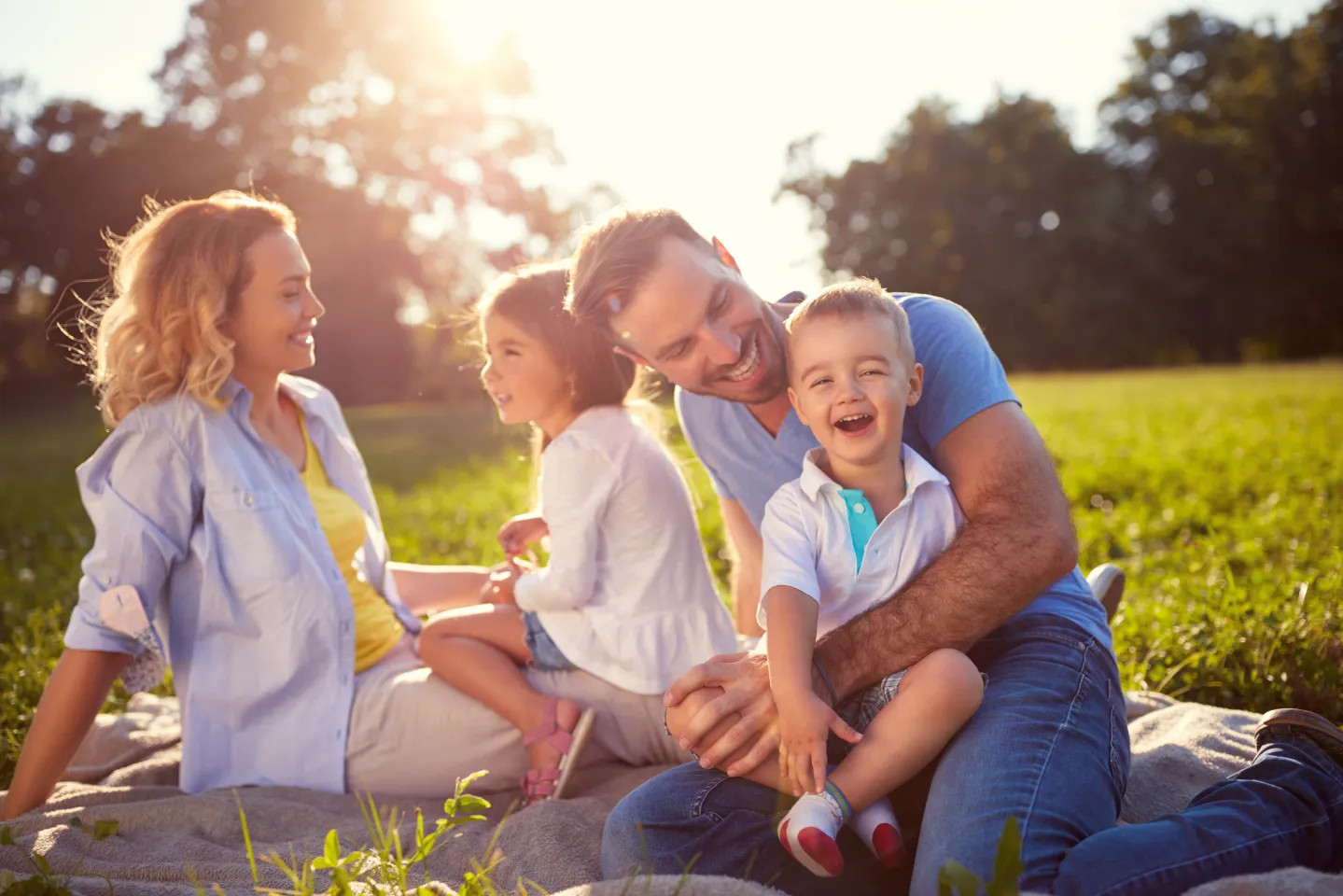 Family smiling together